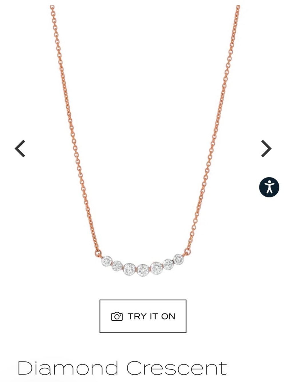 Diamond Crescent Necklace - Rose Gold Chain